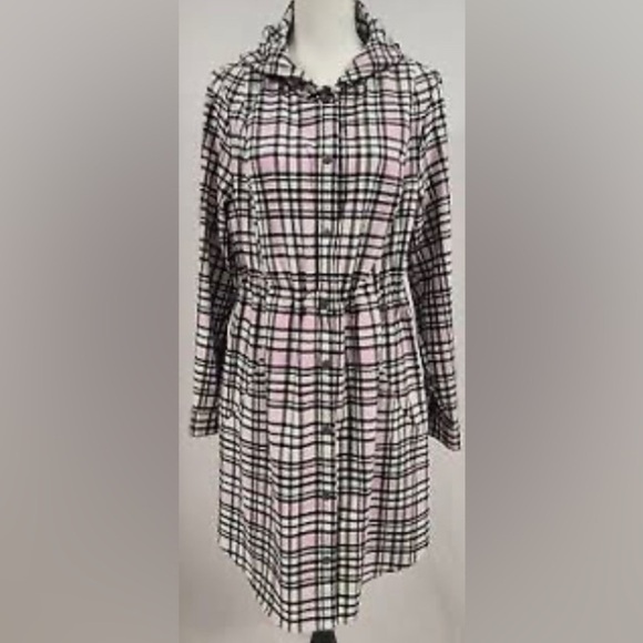 TORRID Sz 1 Flannel Plaid Hooded Drawstring at Waist Snap Buttons Anorak Shacket - Picture 3 of 16